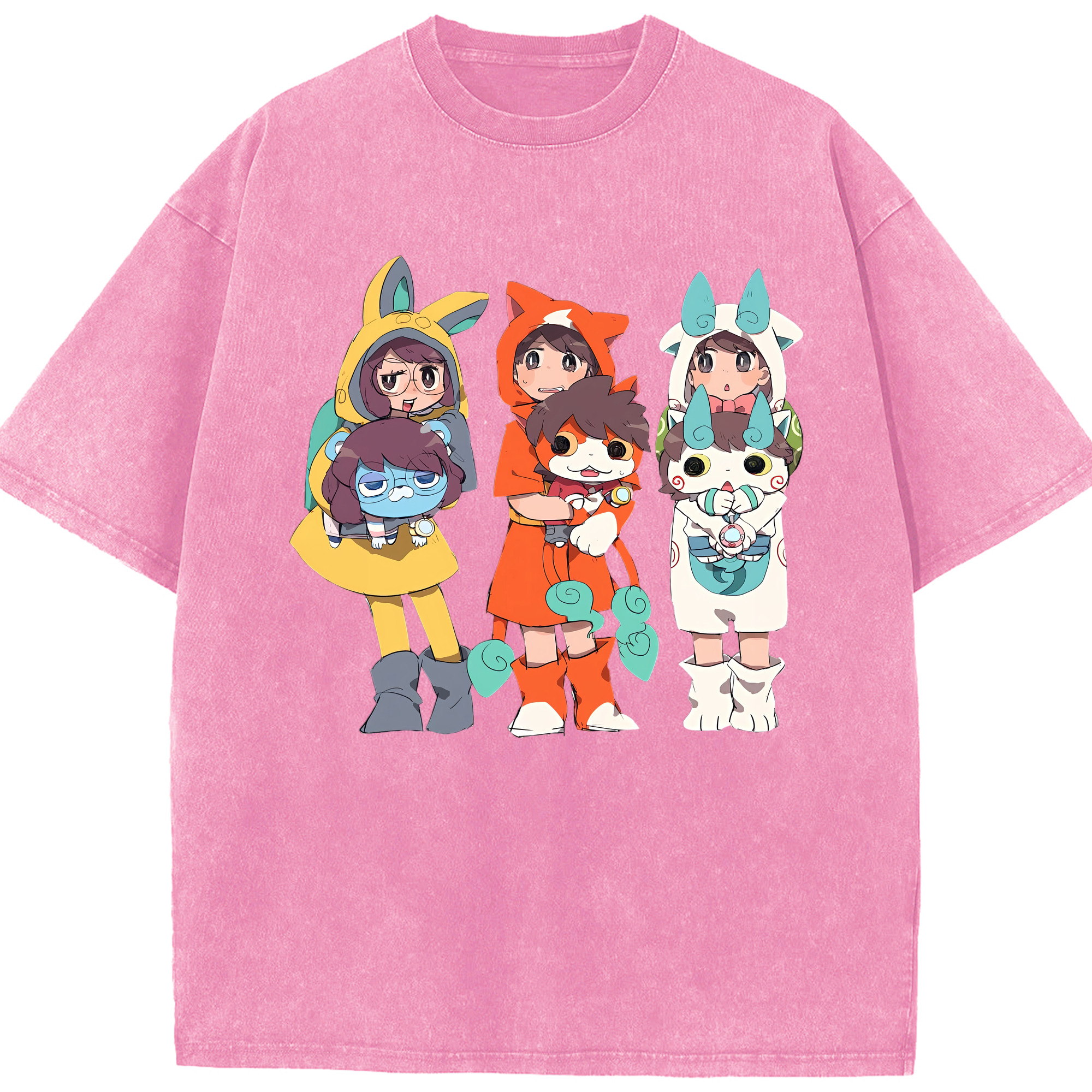 （画像用） 妖怪ウォッチ Yo-kai Watch 綿100% ヴィンテージ風 半袖Tシャツ（フロントプリント）